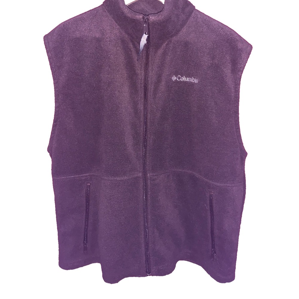 Columbia Full Zip Fleece Vest Men's Size XL Brown Soft